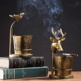 Cendrier Animal Cerf et Oiseau avec fumée