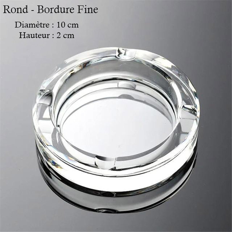 Verre soufflé - cendrier Art Déco rond bordure fine