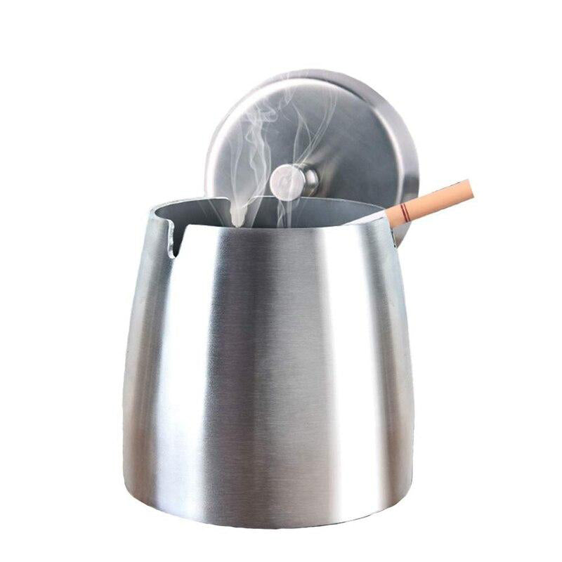 Cendrier avec couvercle, cendrier cigare en acier inoxydable intérieur ou  extérieur TW
