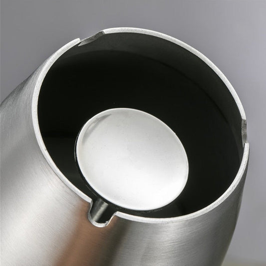 Acier inoxydable brossé - cendrier design sur pied vue de face