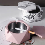 Cendrier Extérieur en Béton Rose et Blanc