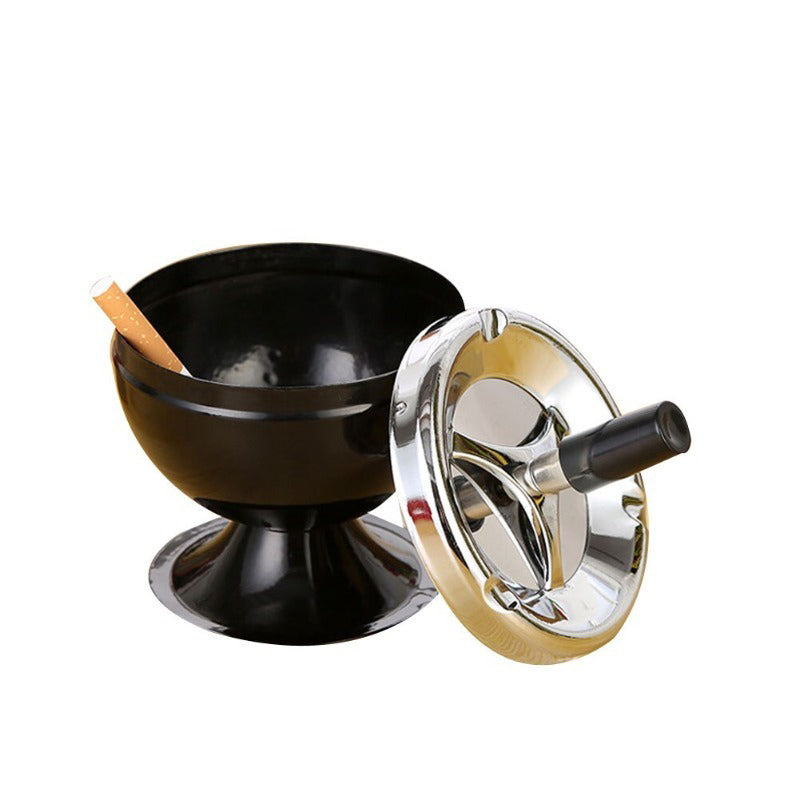 Acier noir mat - cendrier poussoir sur pied extérieur mécanisme hygiénique