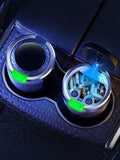 1 ensemble de cendrier de voiture, utilisation intérieure, ouverture du couvercle à un clic, grande capacité, équipé d'une lumières LED et une doublure métallique.