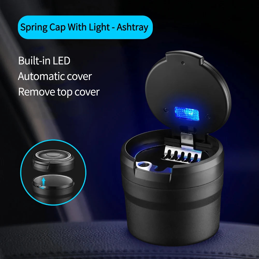 Cendrier de voiture poubelle pièce de monnaie tasse de stockage conteneur cendrier à cigares style de voiture cendrier de voiture avec lumière LED accessoires de style de voiture