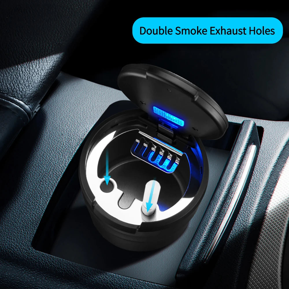Cendrier de voiture poubelle pièce de monnaie tasse de stockage conteneur cendrier à cigares style de voiture cendrier de voiture avec lumière LED accessoires de style de voiture