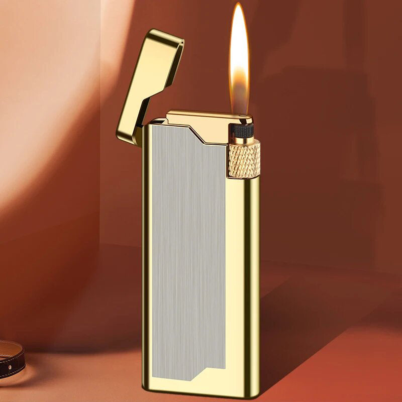 Briquet Gaz Rechargeable Or Argent