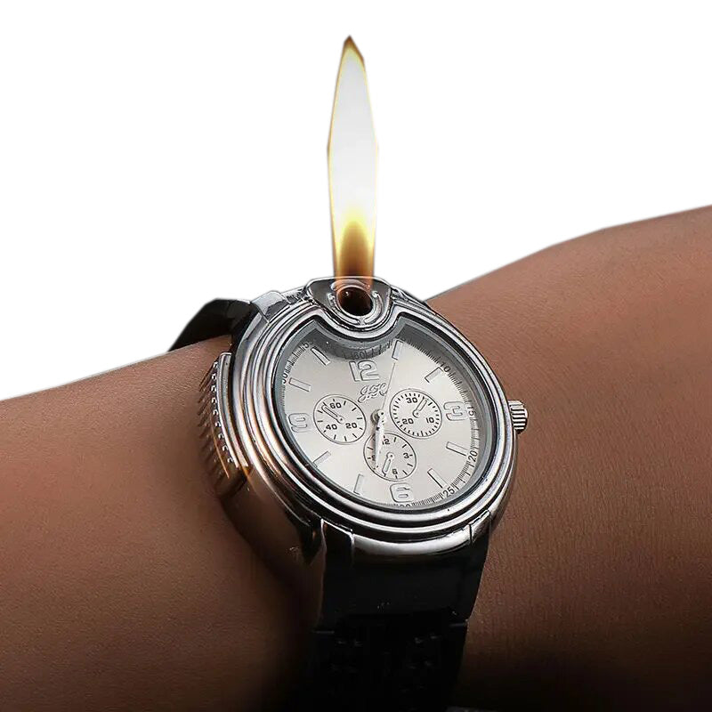 Briquet Montre Blanc Allumé sur un poignet