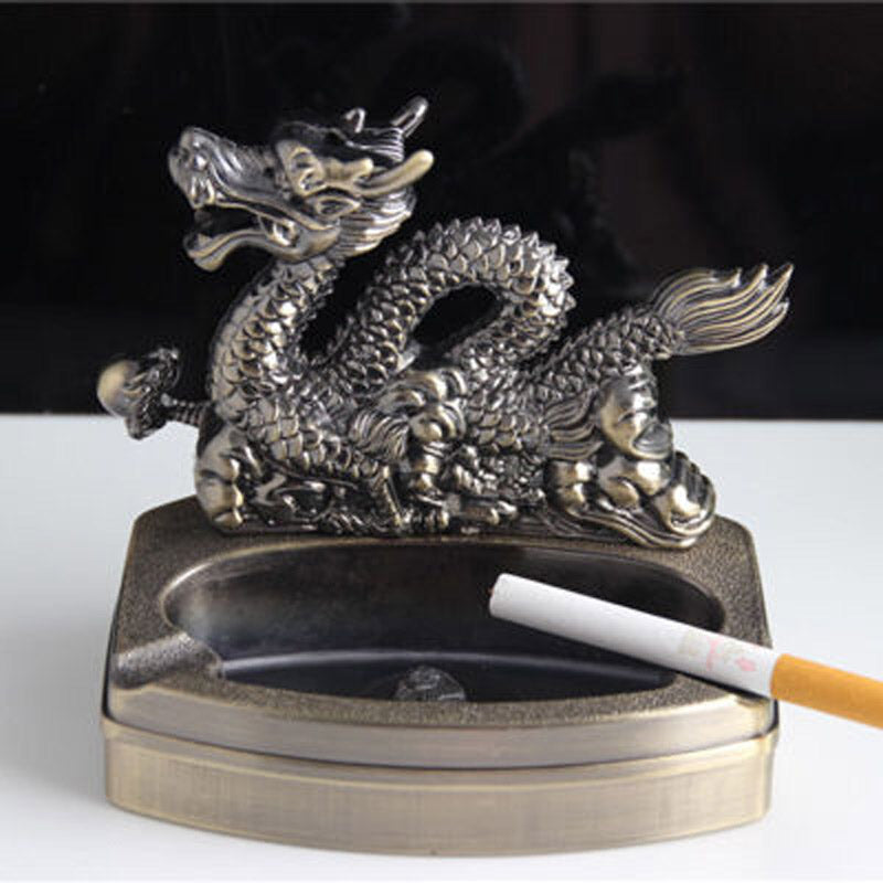 Cendrier avec briquet intégré métal design original de bureau - vue de détail