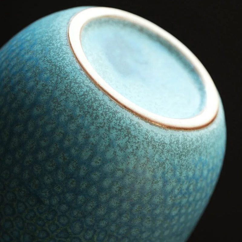 Céramique turquoise - vue du dessous du cendrier de balcon