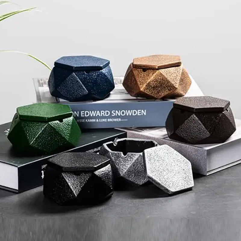 Béton - cendrier design hexagonal présentation des coloris disponibles