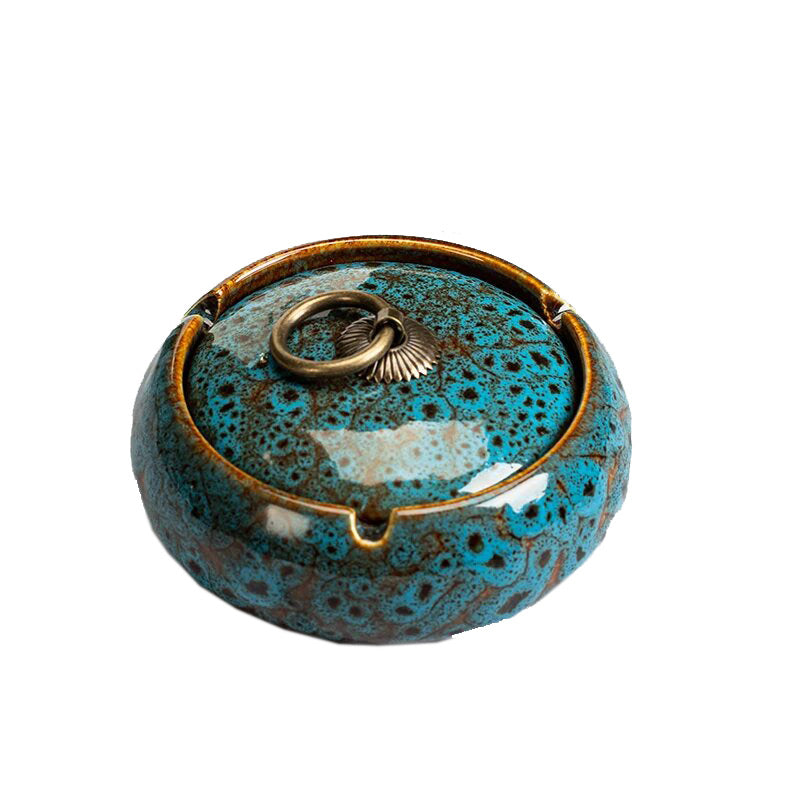 Céramique bleu tacheté - cendrier marocain design seul