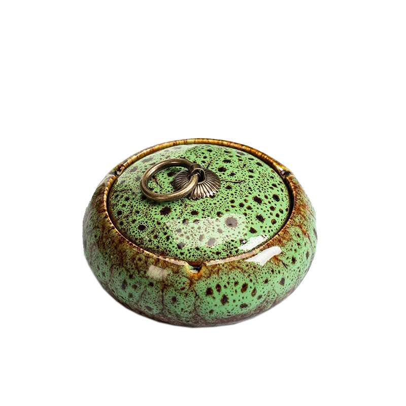 Céramique vert tacheté - cendrier marocain design seul