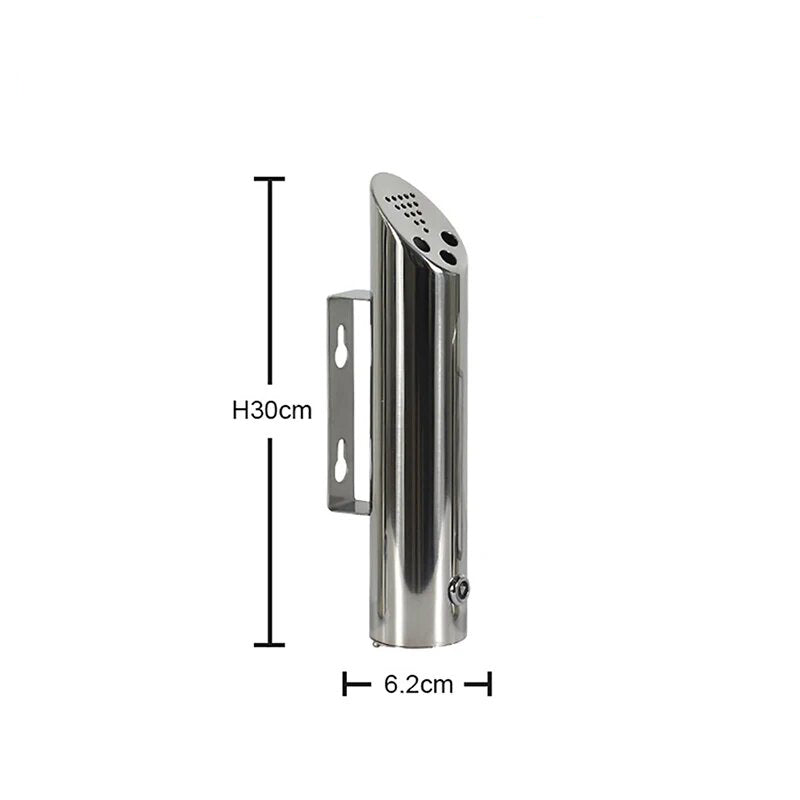 Cendrier mural professionnel inox taille M - détail