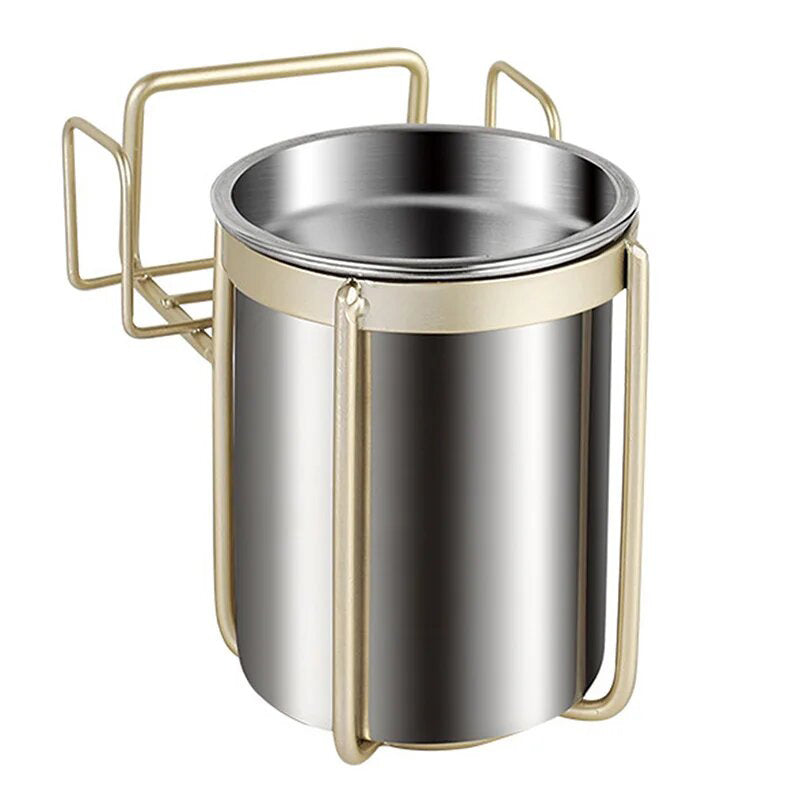 Inox brossé - cendrier mural avec rangement ouvert montrant compartiment