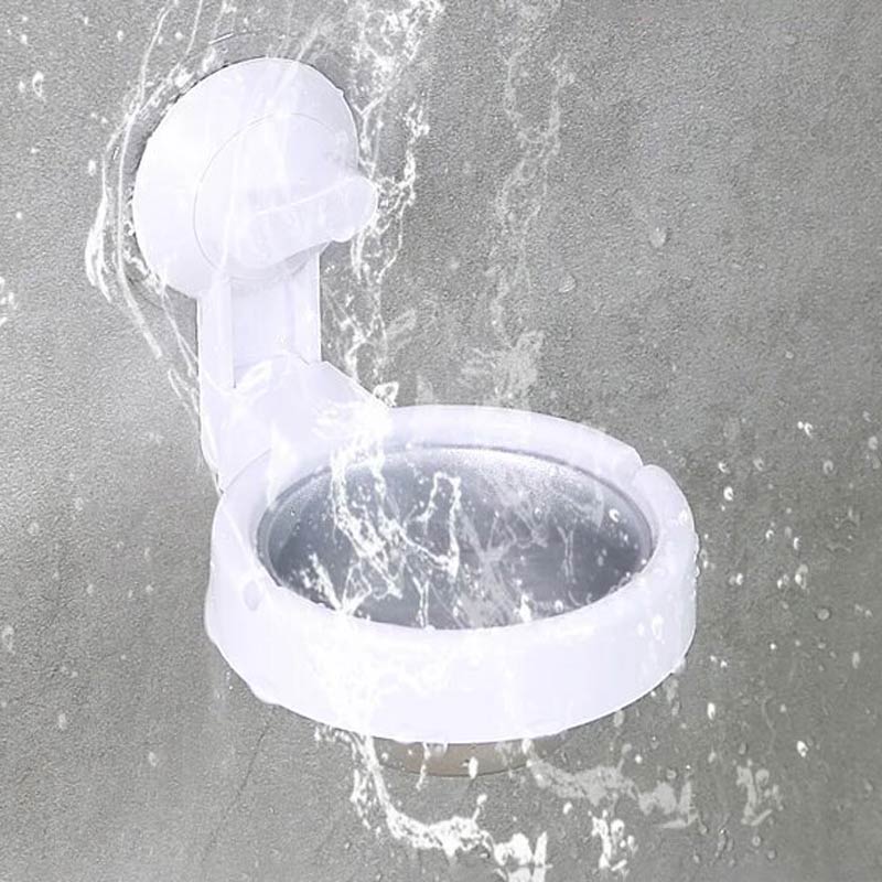 Inox et plastique transparent - cendrier mural ventouse posé sur carrelage