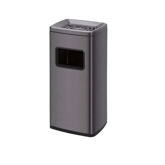 Métal galvanisé gris - cendrier poubelle 50 litres en extérieur devant entrée