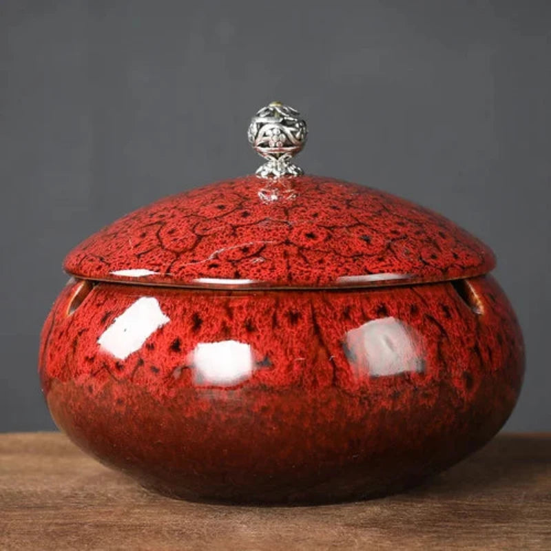 Cendrier de salon marocain rouge en céramique