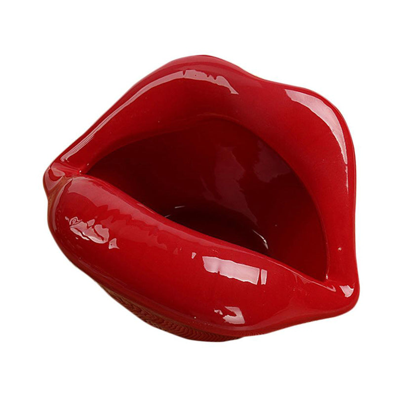 Cendrier bouche céramique émaillée forme lèvres rouge - vue 5