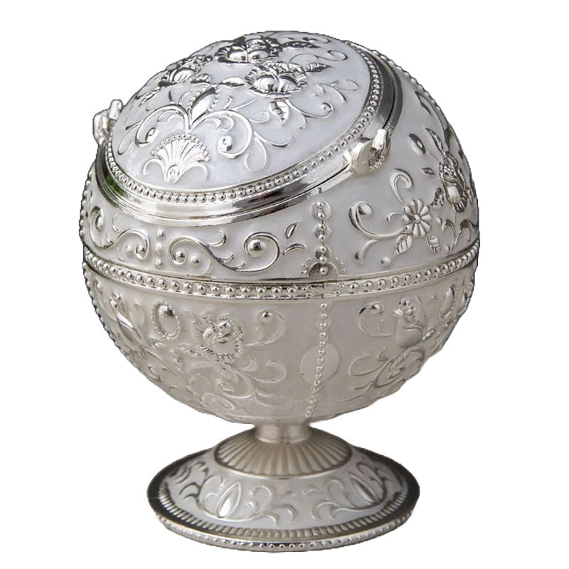 Cendrier boule sur pied vintage en metal - accessoire fumeur style retro annees 60