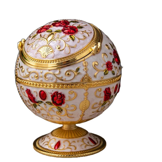 Cendrier boule sur pied vintage en metal - accessoire fumeur style retro annees 60