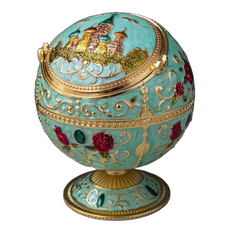 Cendrier boule sur pied vintage en metal - accessoire fumeur style retro annees 60