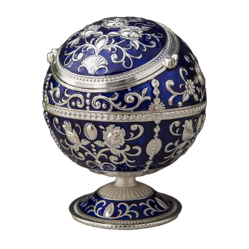 Cendrier boule sur pied vintage en metal - accessoire fumeur style retro annees 60