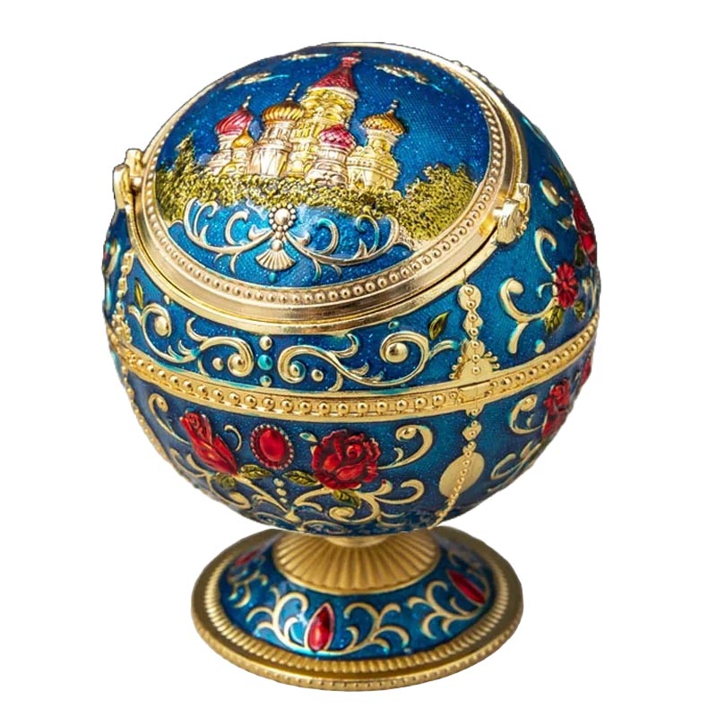 Cendrier boule sur pied vintage en metal - accessoire fumeur style retro annees 60