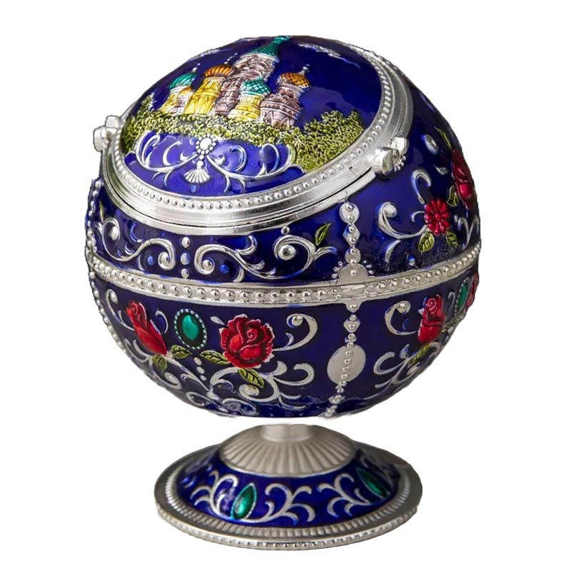 Cendrier boule sur pied vintage en metal - accessoire fumeur style retro annees 60