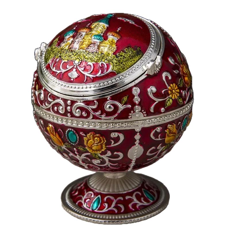 Cendrier boule sur pied vintage en metal - accessoire fumeur style retro annees 60