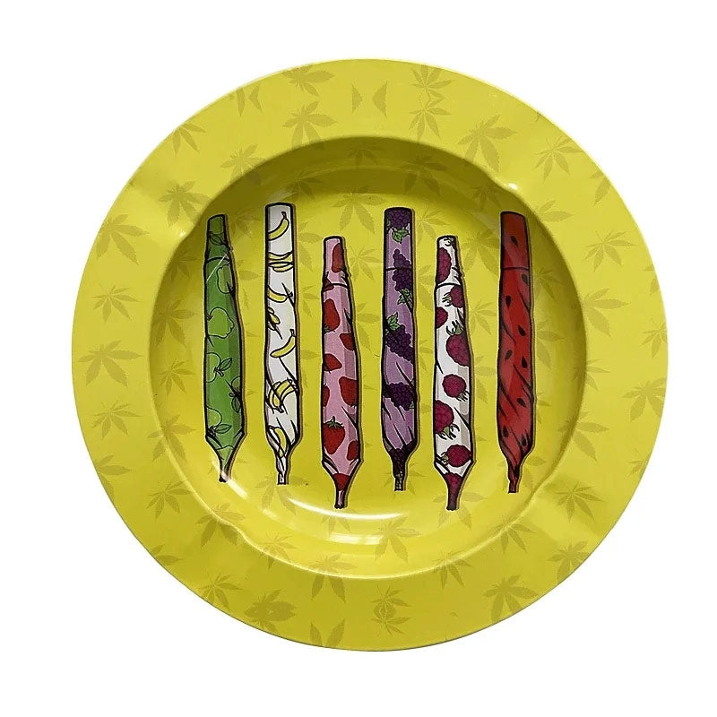 Métal noir mat motif feuille en relief - cendrier cannabis design bureau résistant chaleur