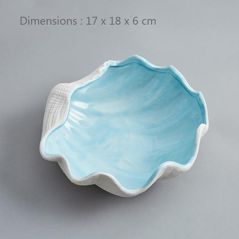 Céramique bleu clair - cendrier coquillage forme coque