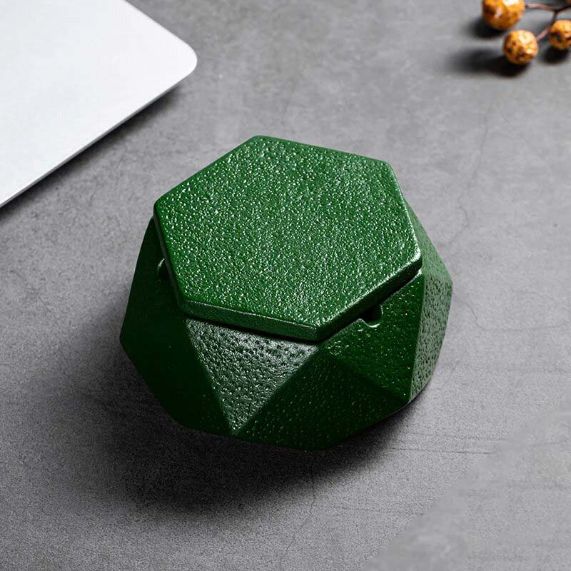 Béton vert - cendrier hexagonal avec couvercle