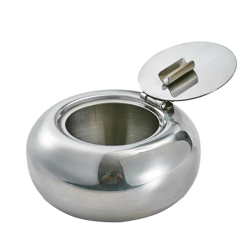 Inox argenté brossé - cendrier balcon extérieur couvercle ouvert