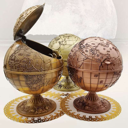Cendrier globe sur pied design noir - vue principale