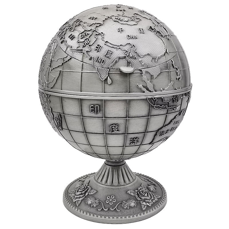 Cendrier globe sur pied design noir - vue principale