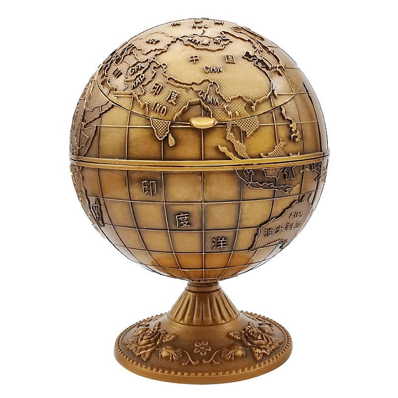 Cendrier globe sur pied design vert - détail