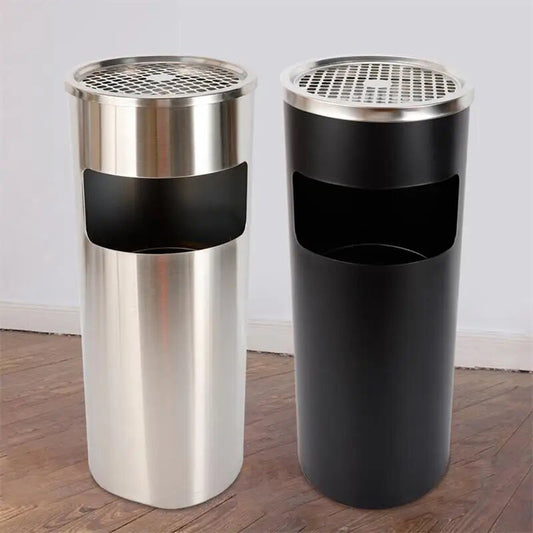 Poubelle cendrier extérieur acier gris - vue principale