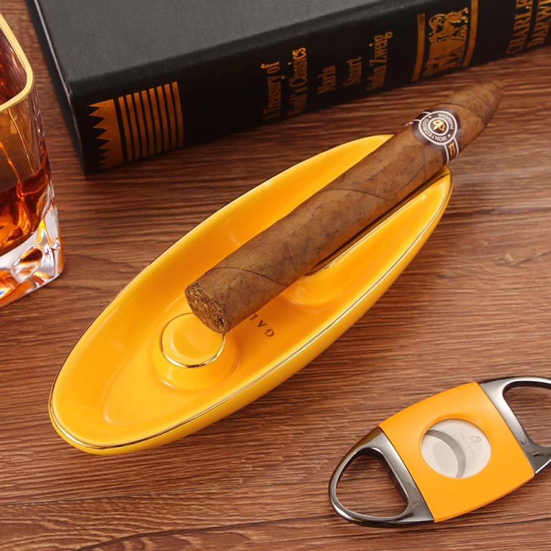 Cendrier pour cigare avec encoches larges - accessoire fumeur adapte aux cigares format toro et robusto