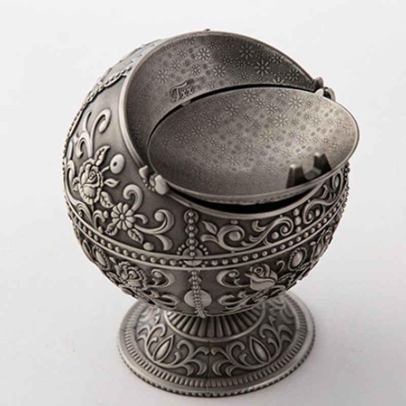 Cendrier sur Pied Vintage Argent Couvercle
