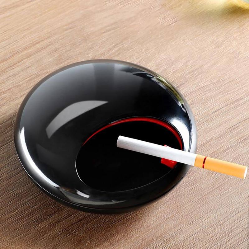 Métal gris avec filtre intégré - cendrier anti-fumée rotatif couvercle hermétique intérieur