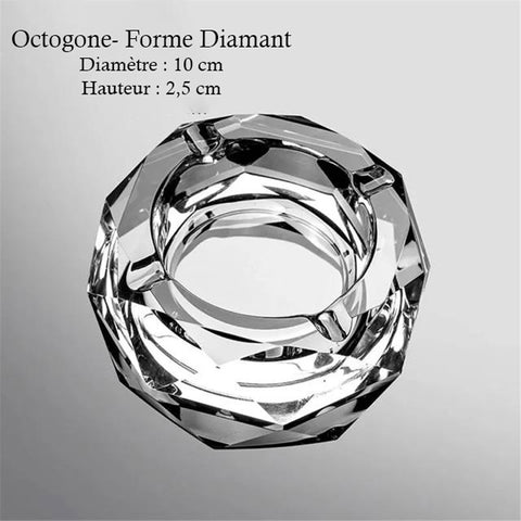 Cendrier Art Déco Verre Octogone forme Diamant