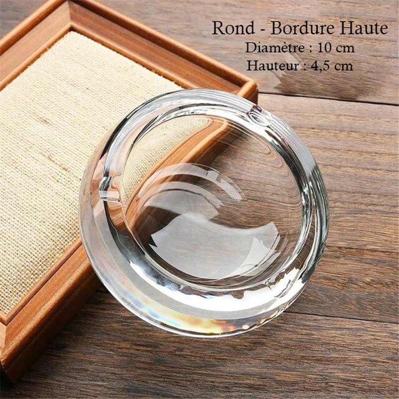 Verre soufflé - cendrier Art Déco rond bordure haute