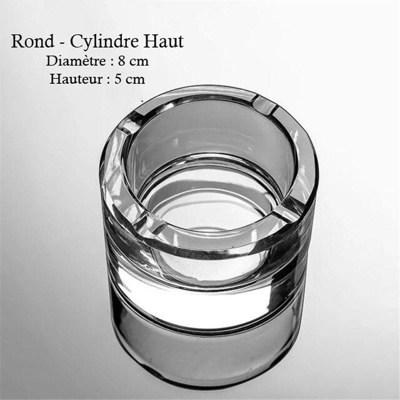 Verre soufflé - cendrier Art Déco rond cylindre haut