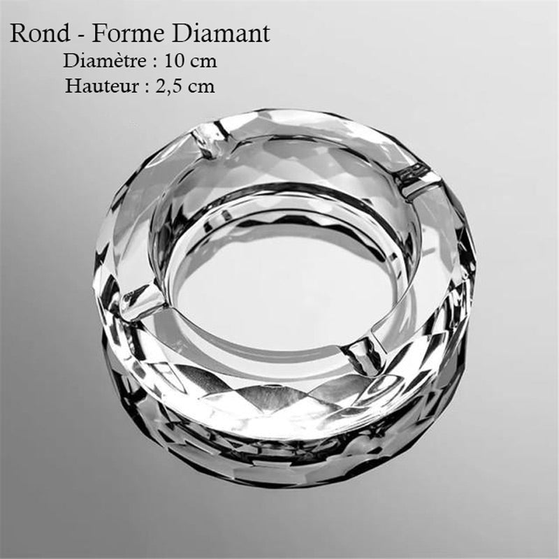 Verre soufflé - cendrier Art Déco rond forme diamant