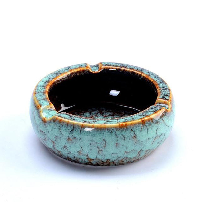 Cendrier Artisanal Bleu Turquoise Bord Epais