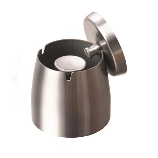 Cendrier avec couvercle inox brossé hermétique - vue principale