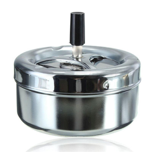 Cendrier avec poussoir inox brossé mécanisme éjecteur - vue principale