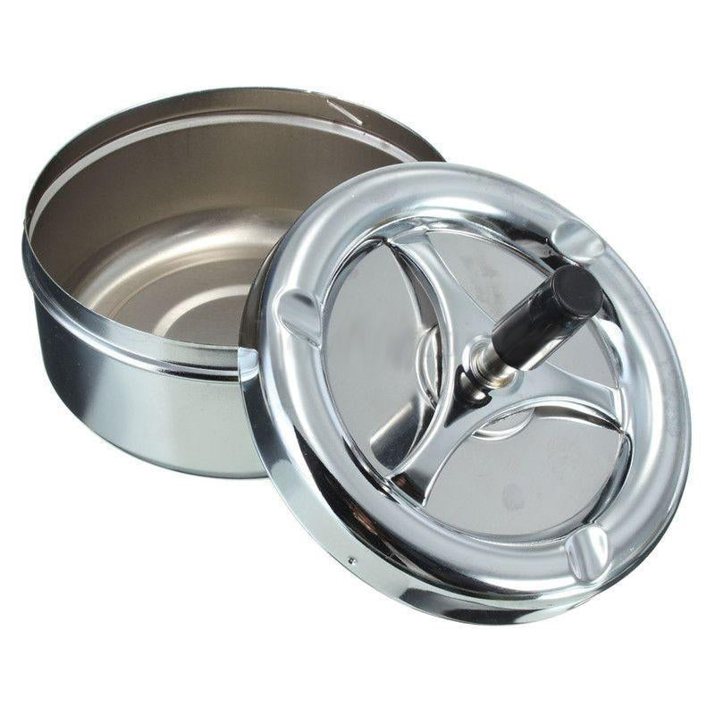 Cendrier avec poussoir inox brossé mécanisme éjecteur - vue 3