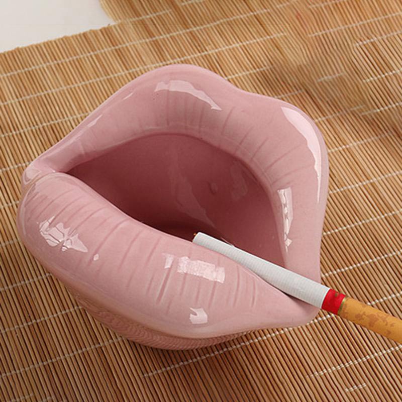 Cendrier bouche céramique émaillée forme lèvres rouge - vue 3