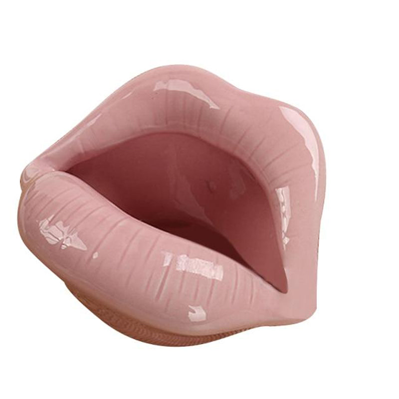 Cendrier bouche céramique émaillée forme lèvres rouge - vue 6